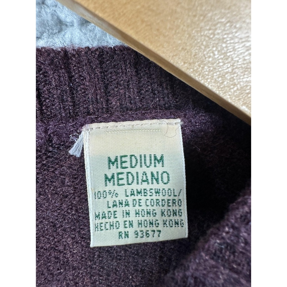 Vintage St Johns Bay Sweater Mens Medium Purple Lambswool Argyle Knit 90s Mens - Picture 4 of 8